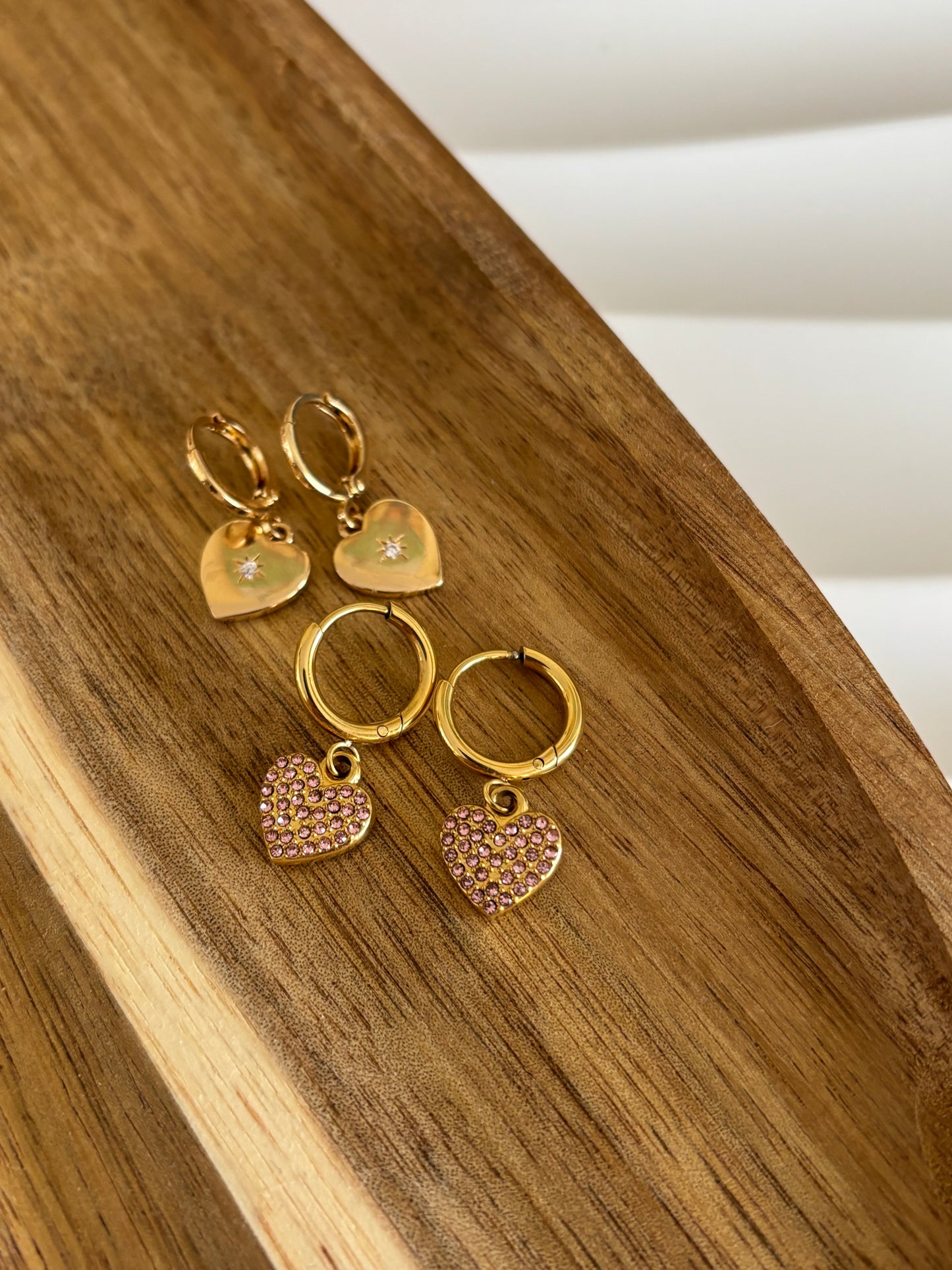 Pendientes corazón rosa